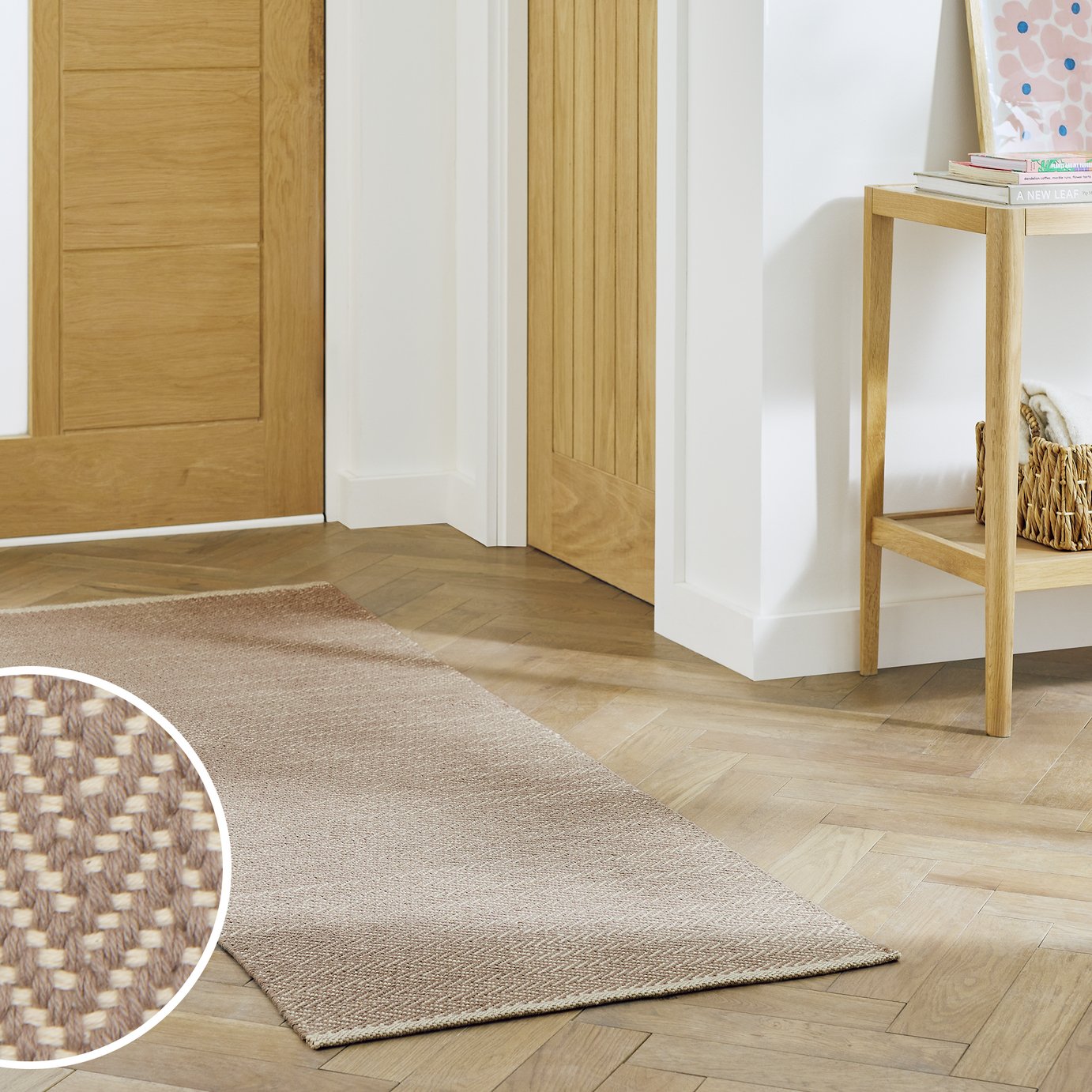 Argos Home Herringbone Grey Cotton Flatweave Runner - 66x200cm