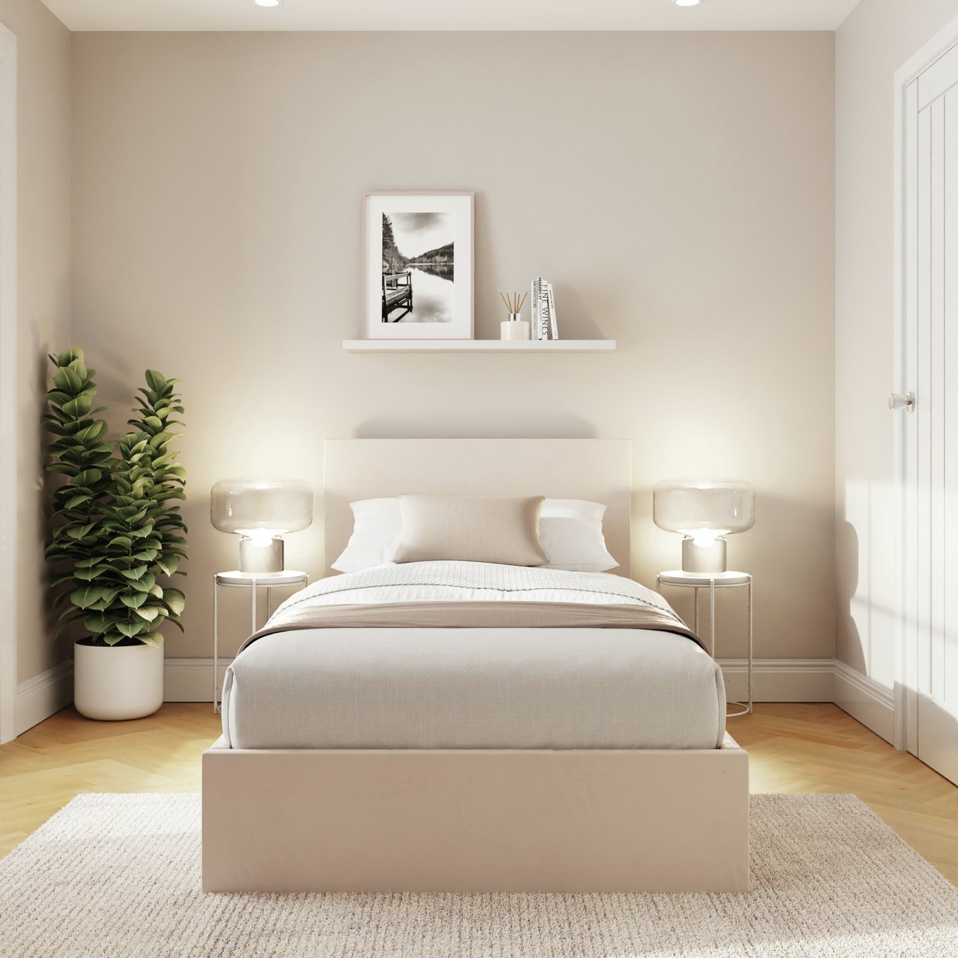 GFW End Lift Velvet Ottoman Bed with Mattress