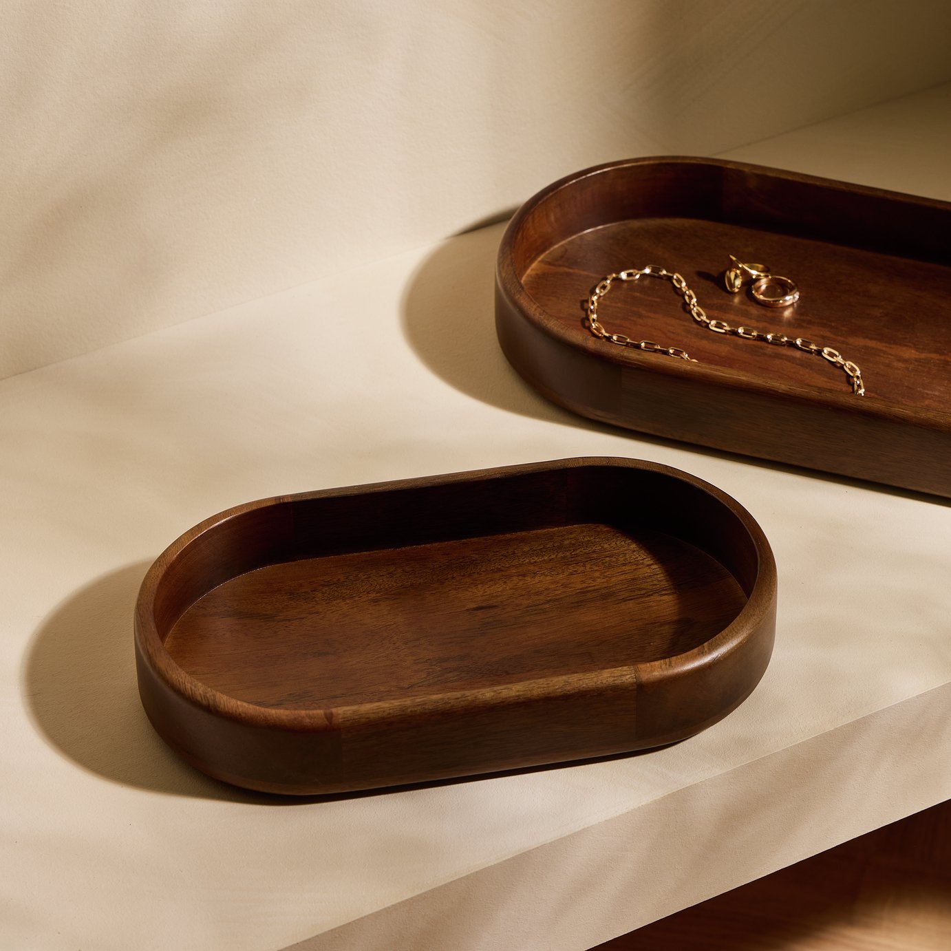 Habitat Dark Mango Wood Tray - Small