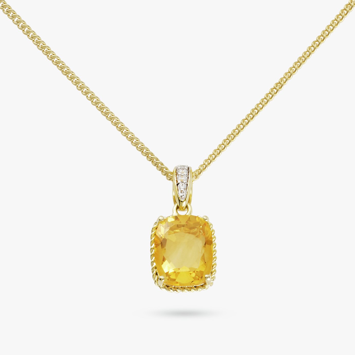 Revere Gold Plated Silver Citrine Stone Pendant Necklace 