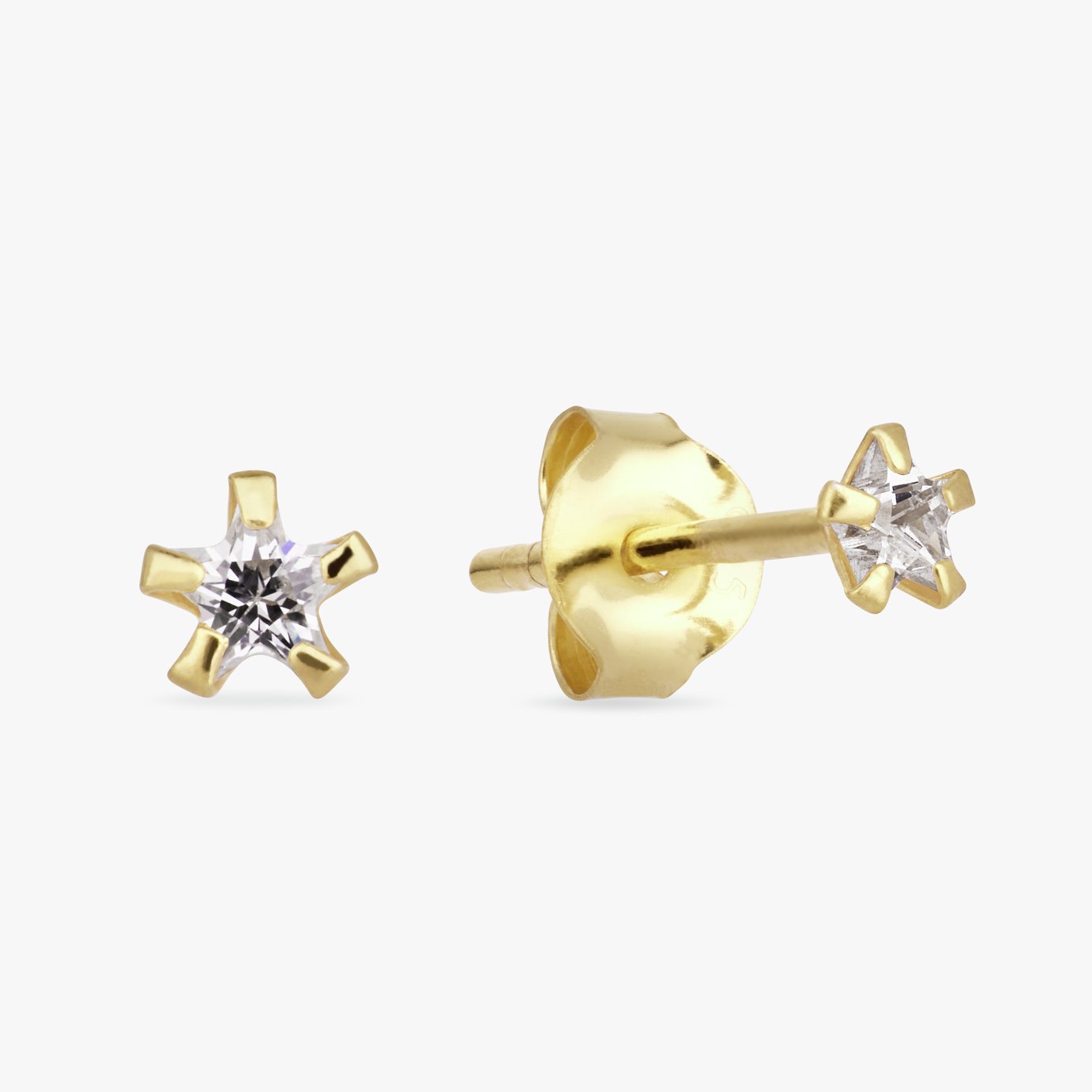 Revere 9ct Gold Plated Silver Dainty Star Stud Earrings
