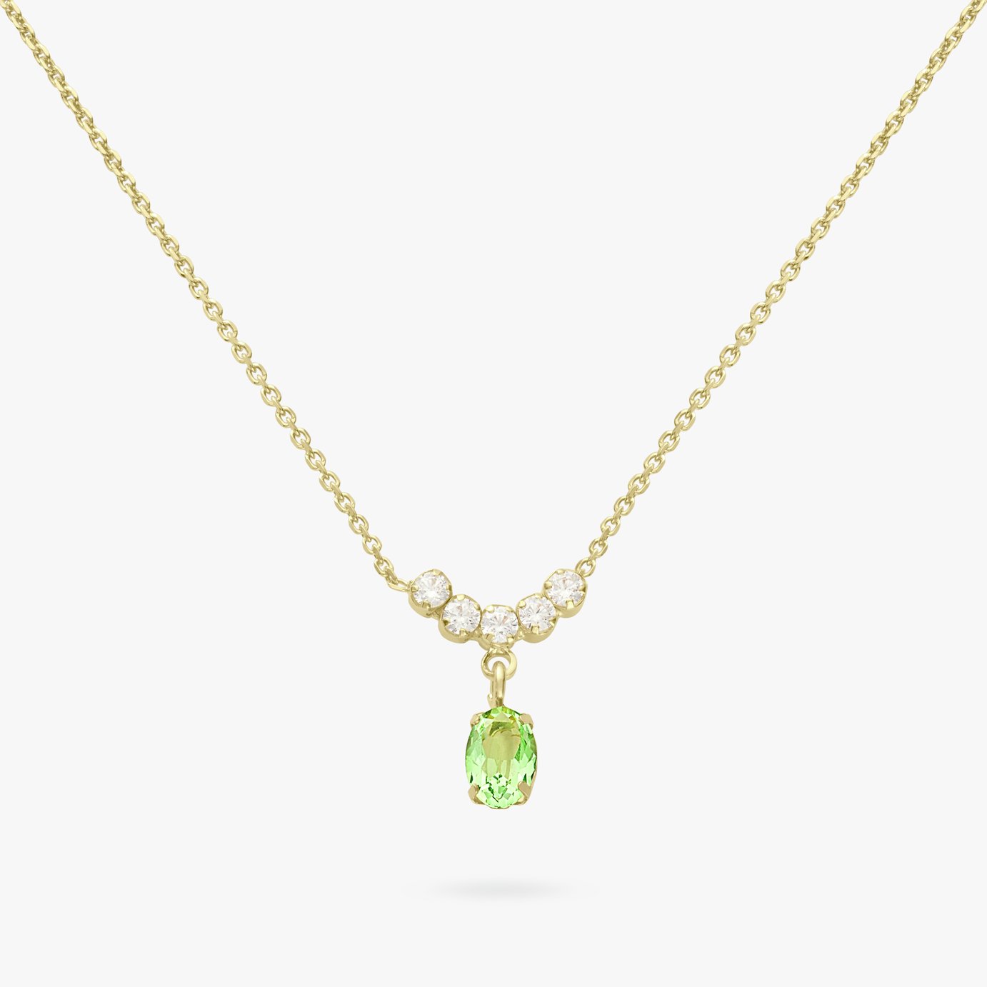 Revere 9ct Gold Plated White and Green Crystal Necklace
