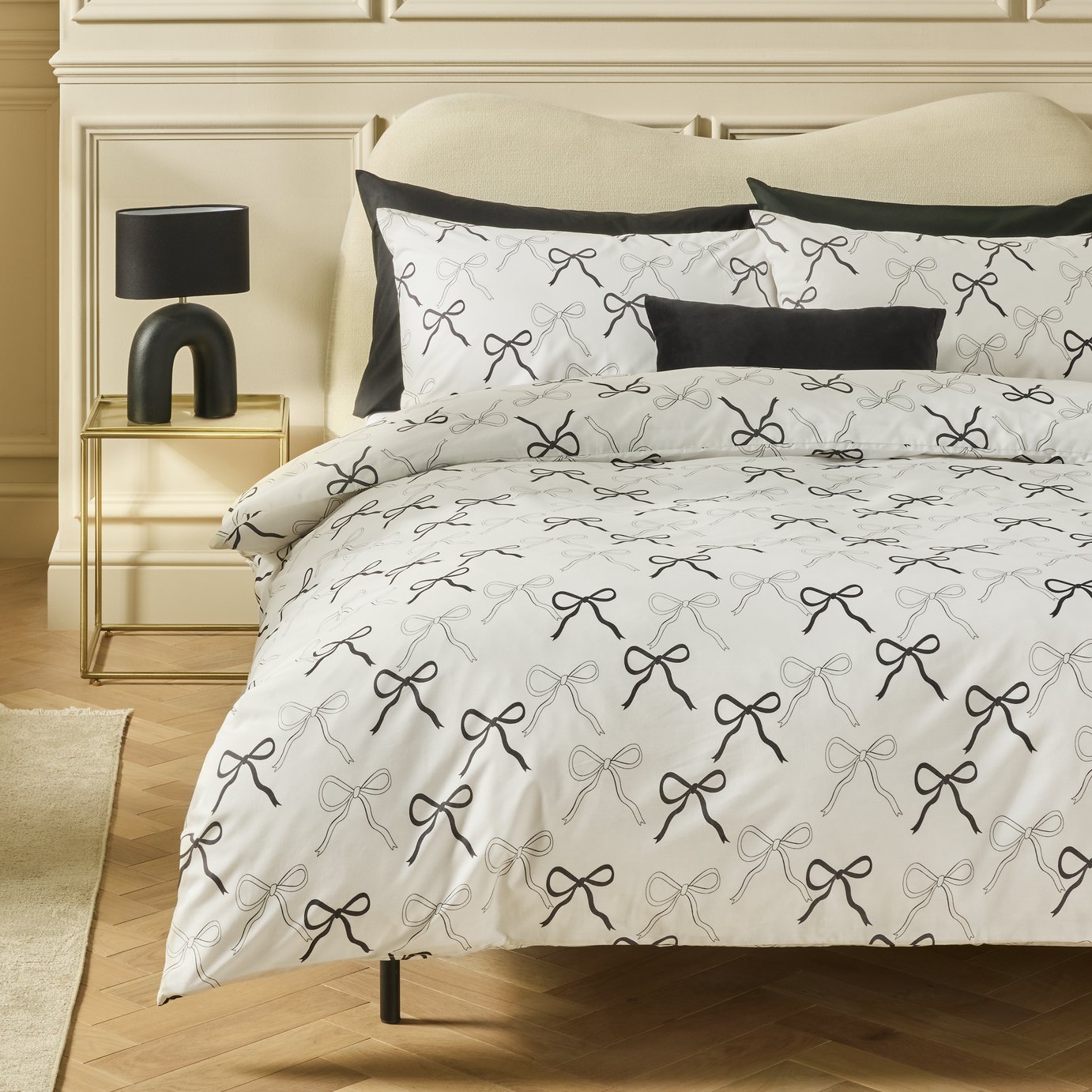 Argos Home Bows Print White Bedding Set - Superking