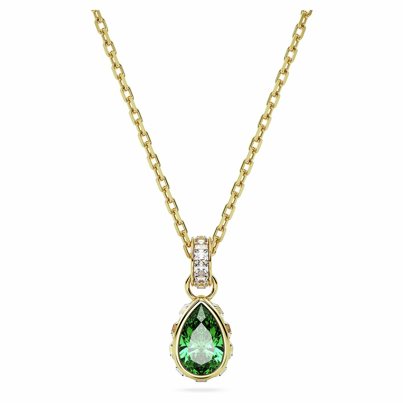 Swarovski Gold Tone Plated Green Stone Pendant Necklace