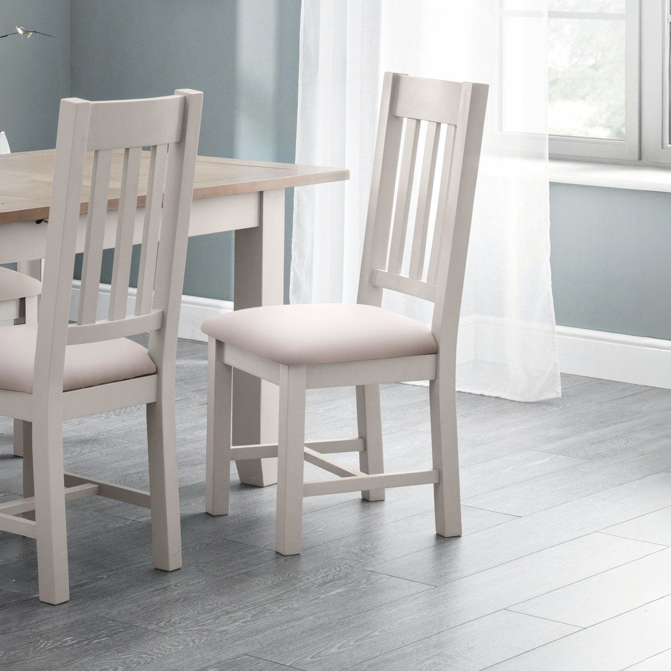 Julian Bowen Richmond Pair of Fabric Dining Chairs - Light Grey