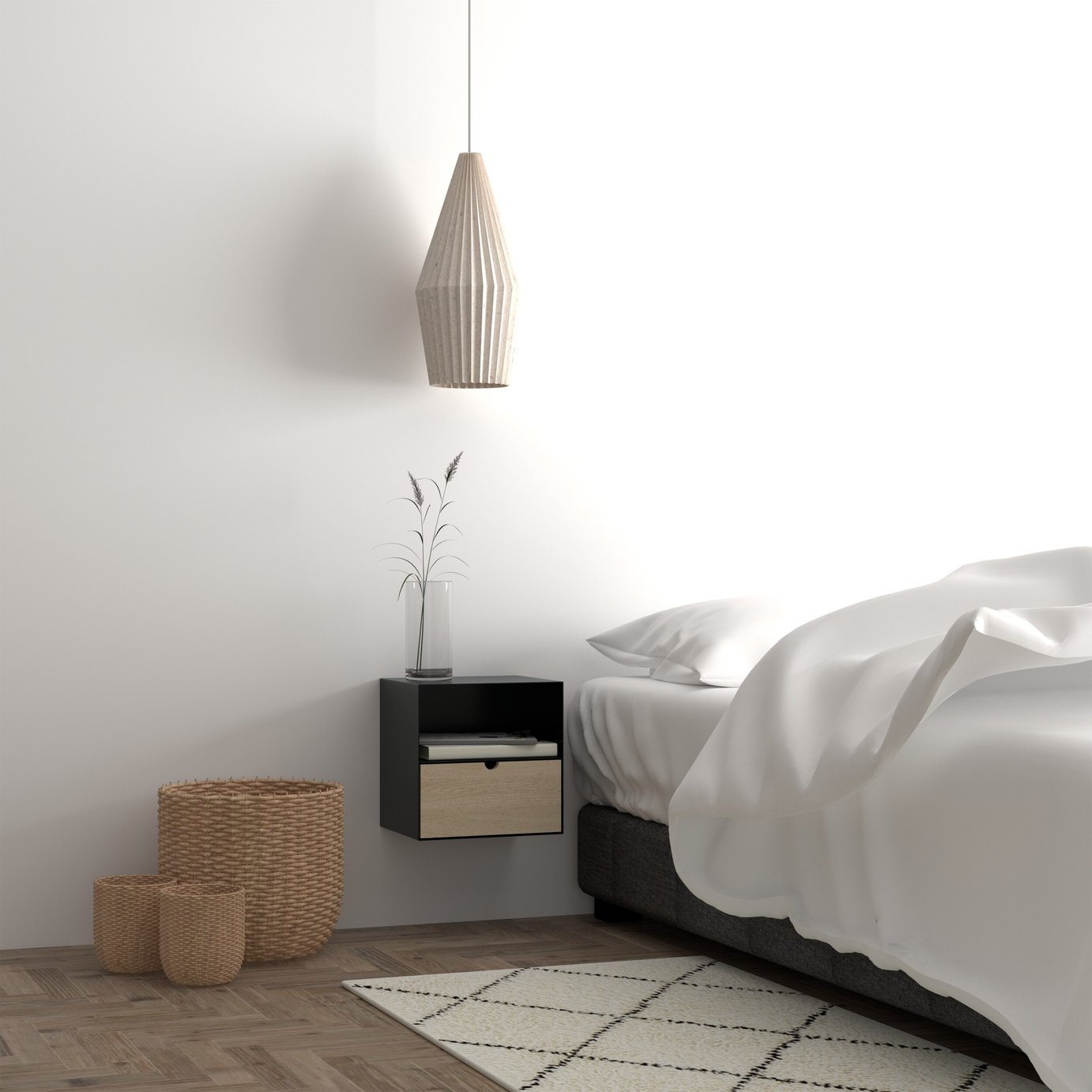 Furniture To Go Joliet 1 Drawer Bedside Table - Black