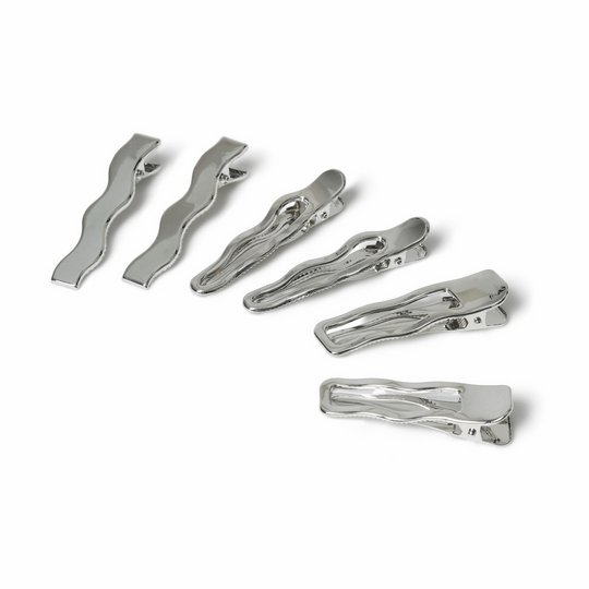 Freedom 6pl Silver-tone Metal Hair Slides