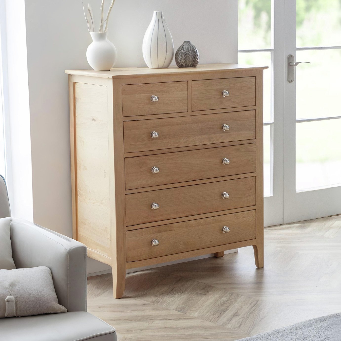 Julian Bowen Cotswold 6 Drawer Chest - Light Oak