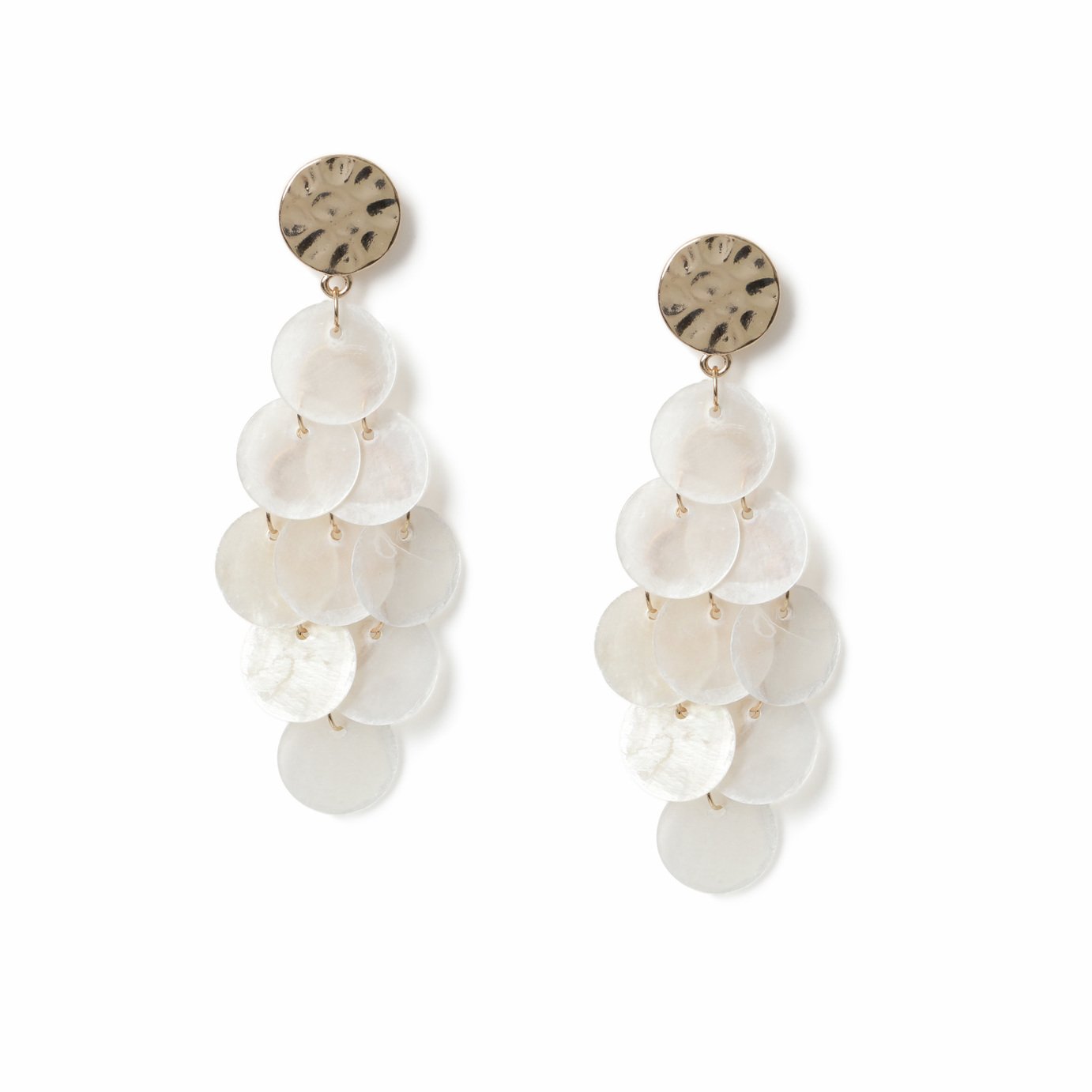 Freedom White Shell Disc Drop Earrings