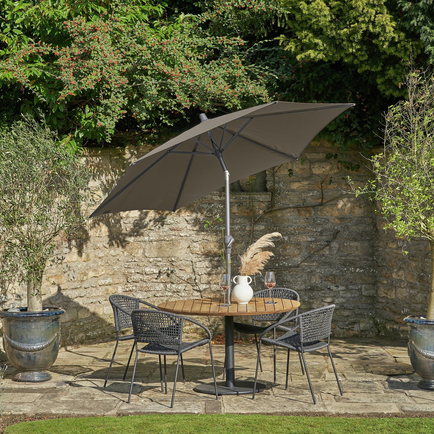Pacific Riva 2.5m Centre-Pole Garden Parasol - Taupe
