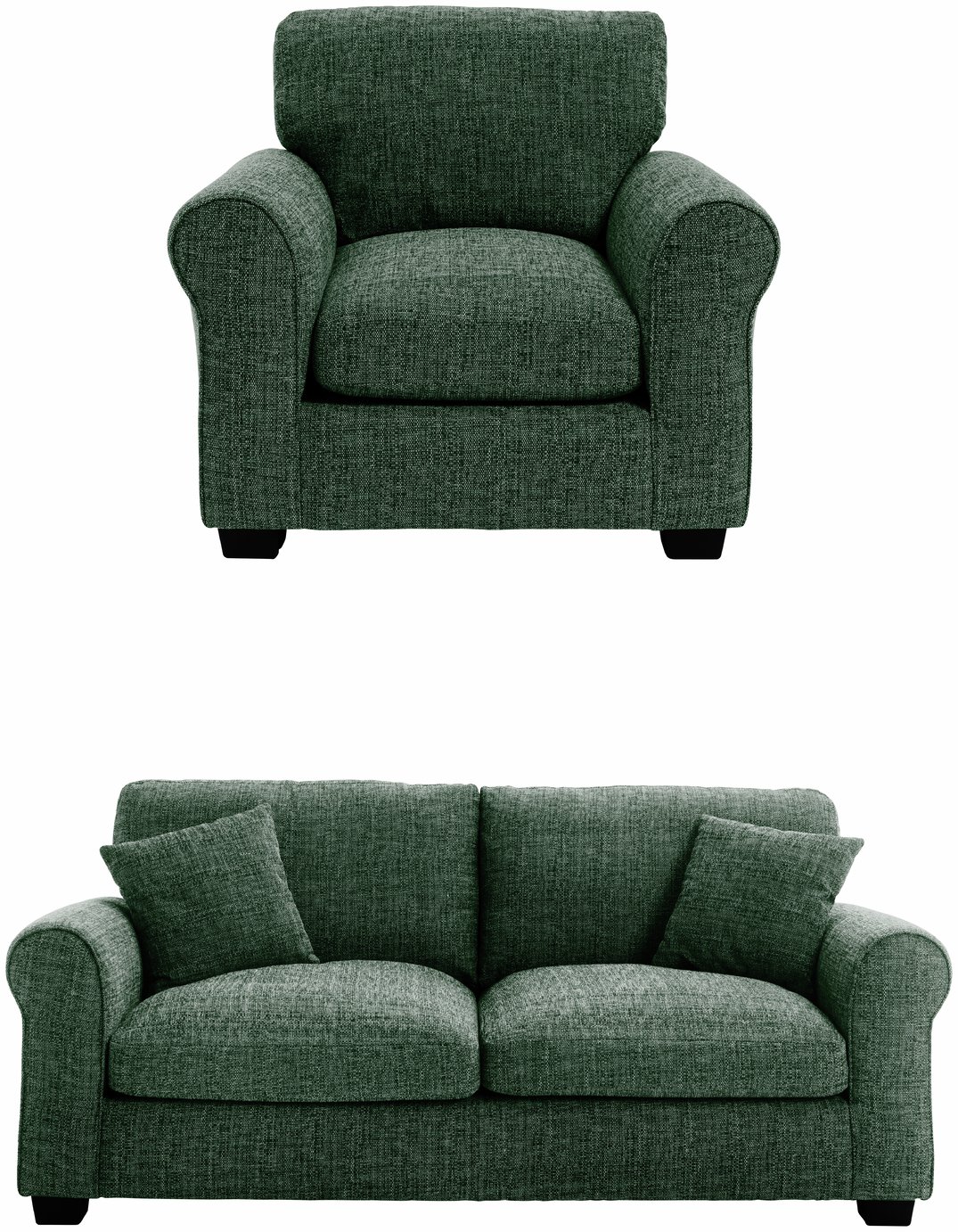 Argos Home Lisbon Fabric Chair & 2 Seater Sofa - Green
