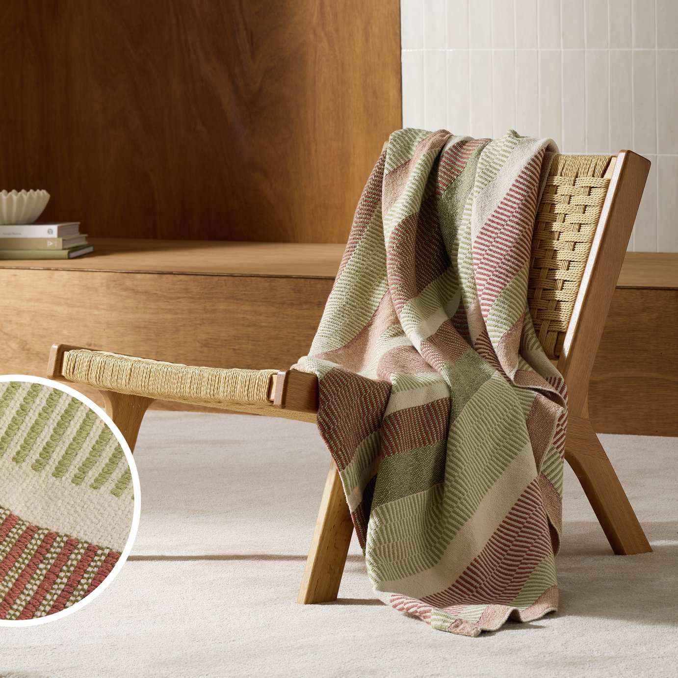 Habitat Sunbaked Stripes Woven Throw - Brown - 200x150cm