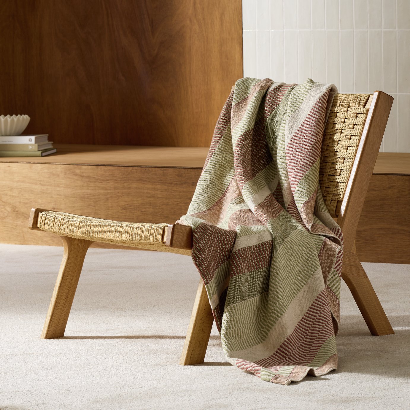 Habitat Sunbaked Stripes Woven Throw - Brown - 200x150cm