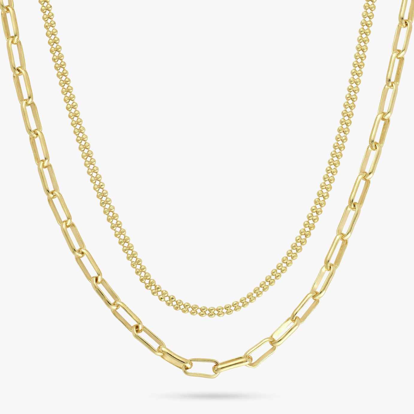 Revere 9ct Gold Plated Silver Multi Layered Chain Necklace