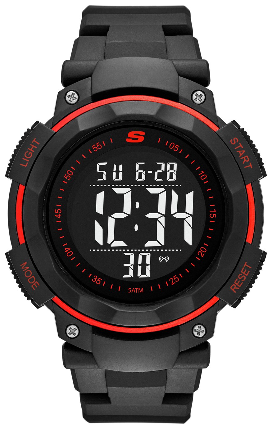 Skechers Ruhland Black Strap Digital Chronograph Sport Watch