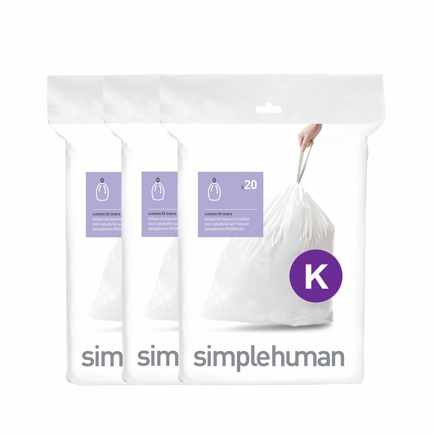 Simplehuman 45L Code K Bin Liners - Pack of 60