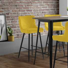 Julian Bowen Luxe Velvet Bar Stool - Mustard