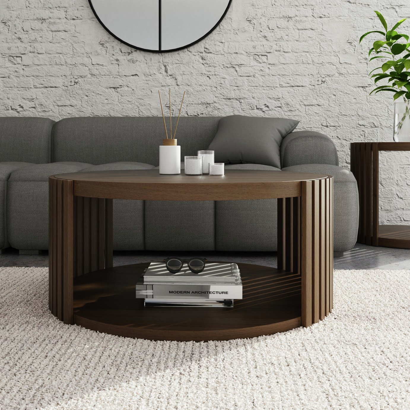 GFW Zadie Round Coffee Table – Walnut