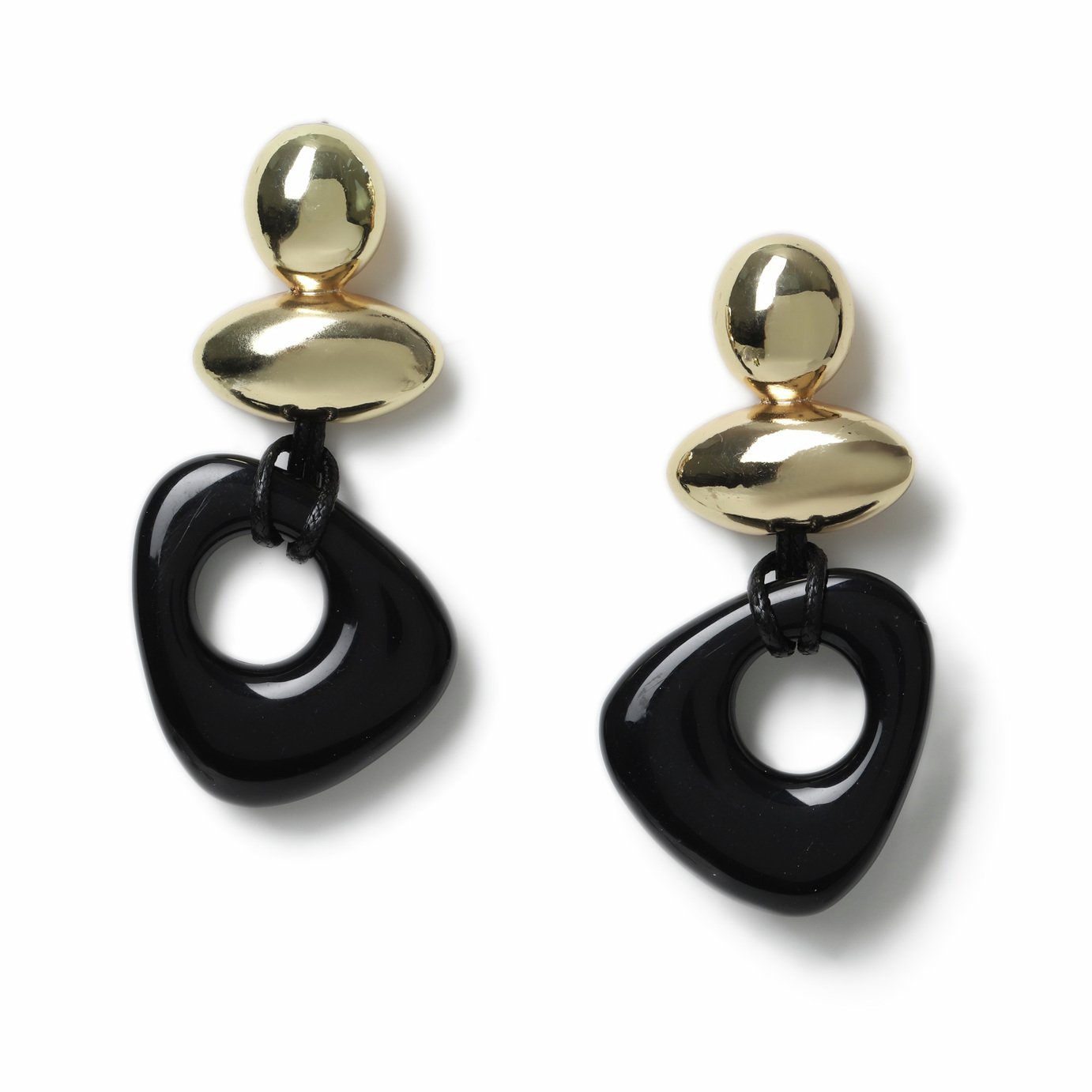 Freedom Stainless Steel Black and Gold Drop Earrings