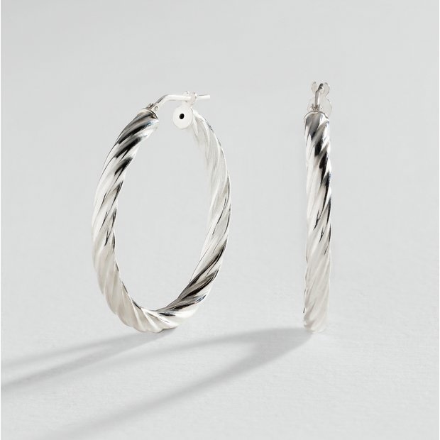 Sterling silver deals twisted hoop earrings