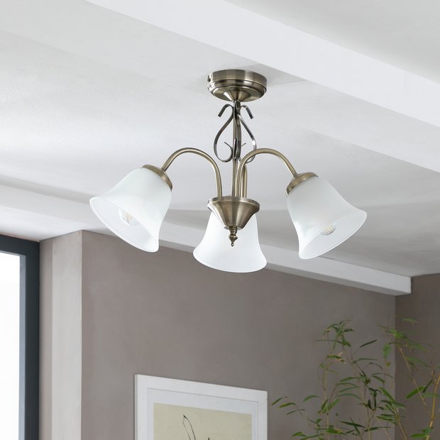 Buy Argos Home Elisa 3 Light Glass Ceiling Light Antique Brass Ceiling Lights Argos