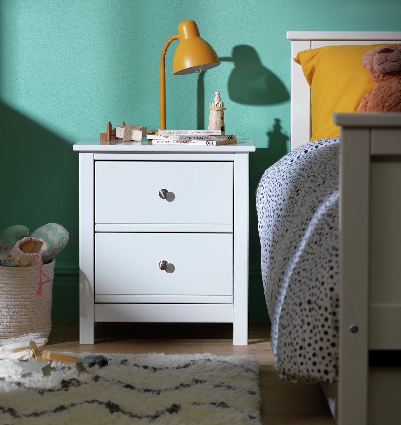 Habitat Brooklyn 2 Drawer Bedside Table - White