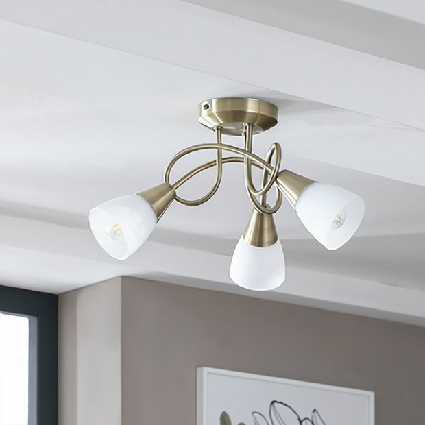 Buy Argos Home Curico 3 Light Glass Ceiling Light Antique Brass Ceiling Lights Argos