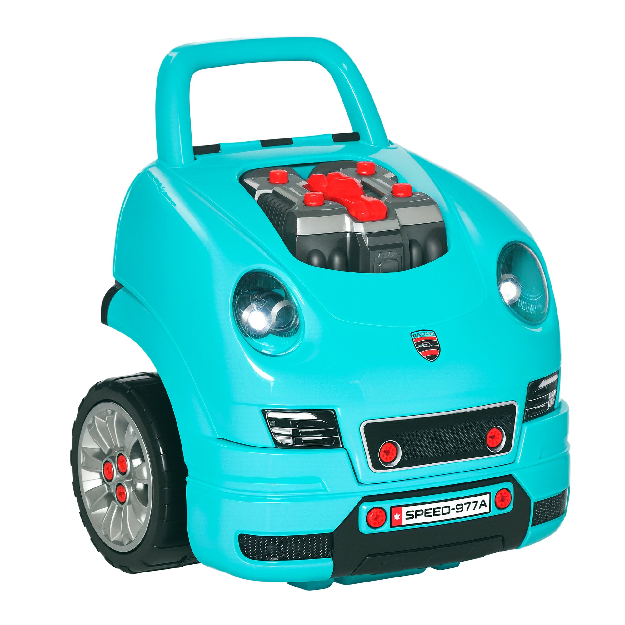 HOMCOM RC Car Key Steering Horn Light Kids Truck Engine Toy Set - Teal