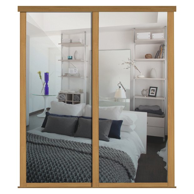 Buy Shaker Sliding Doors And Track W1753 Oak Frame Mirror
