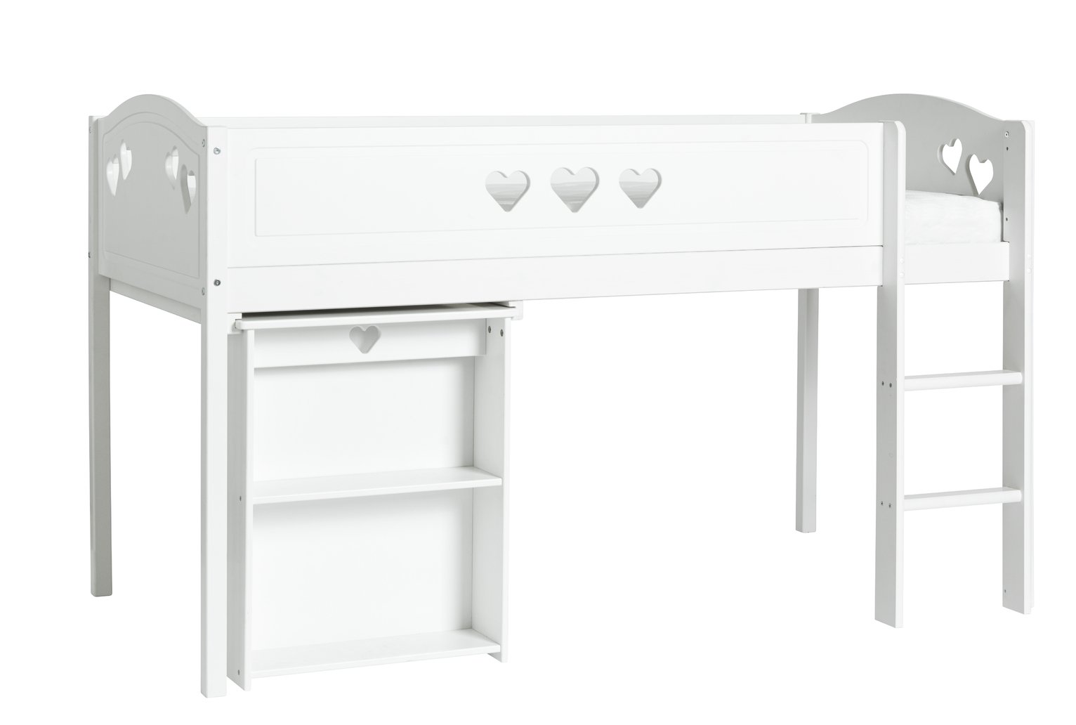 Argos Home Mia Mid Sleeper, Desk and Kids Mattress - White