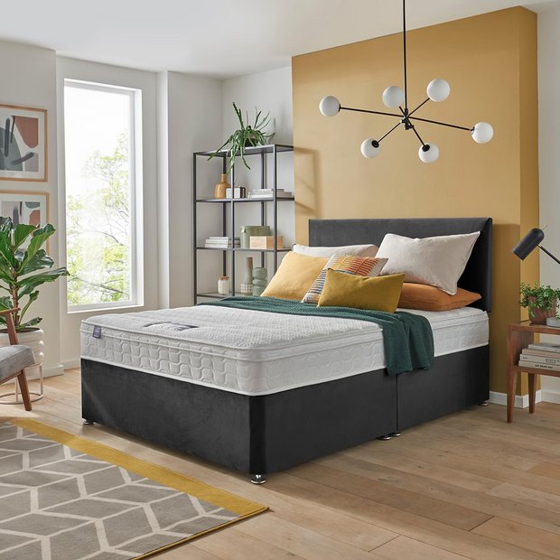 Buy Silentnight Travis Small Double Memory Divan Bed Charcoal Divan beds Argos