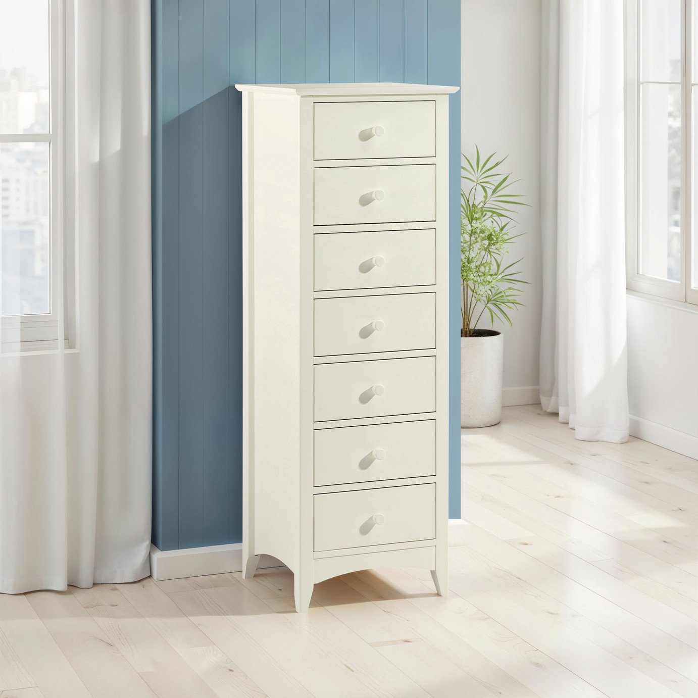 Julian Bowen Cameo 7 Drawer Chest - Off White