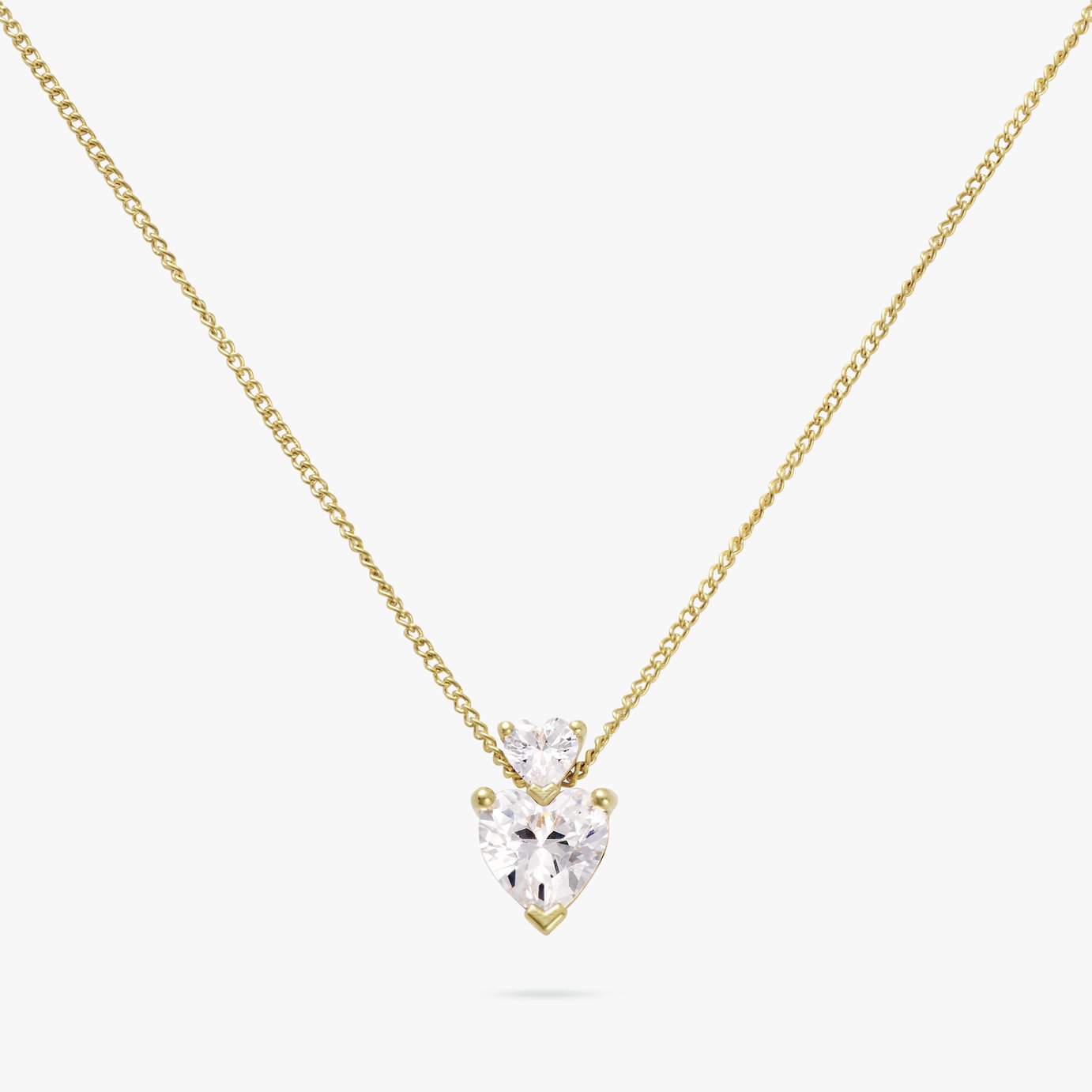 Revere 9ct Gold Plated Silver Double Heart Pendant Necklace