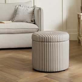Habitat Leo Fabric Storage Ottoman - Natural Stripe
