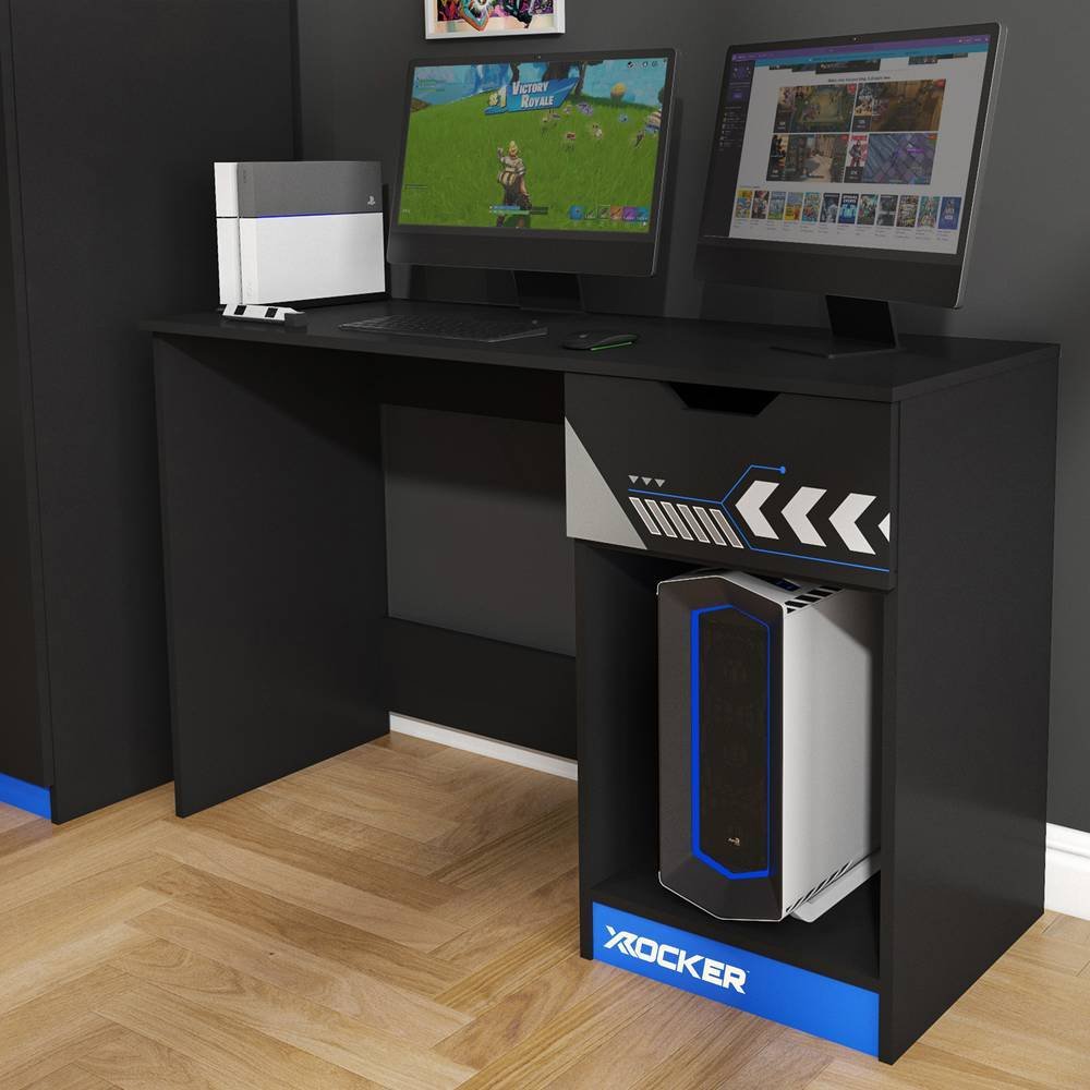 X Rocker Octane 1 Drawer Gaming Desk - Blue