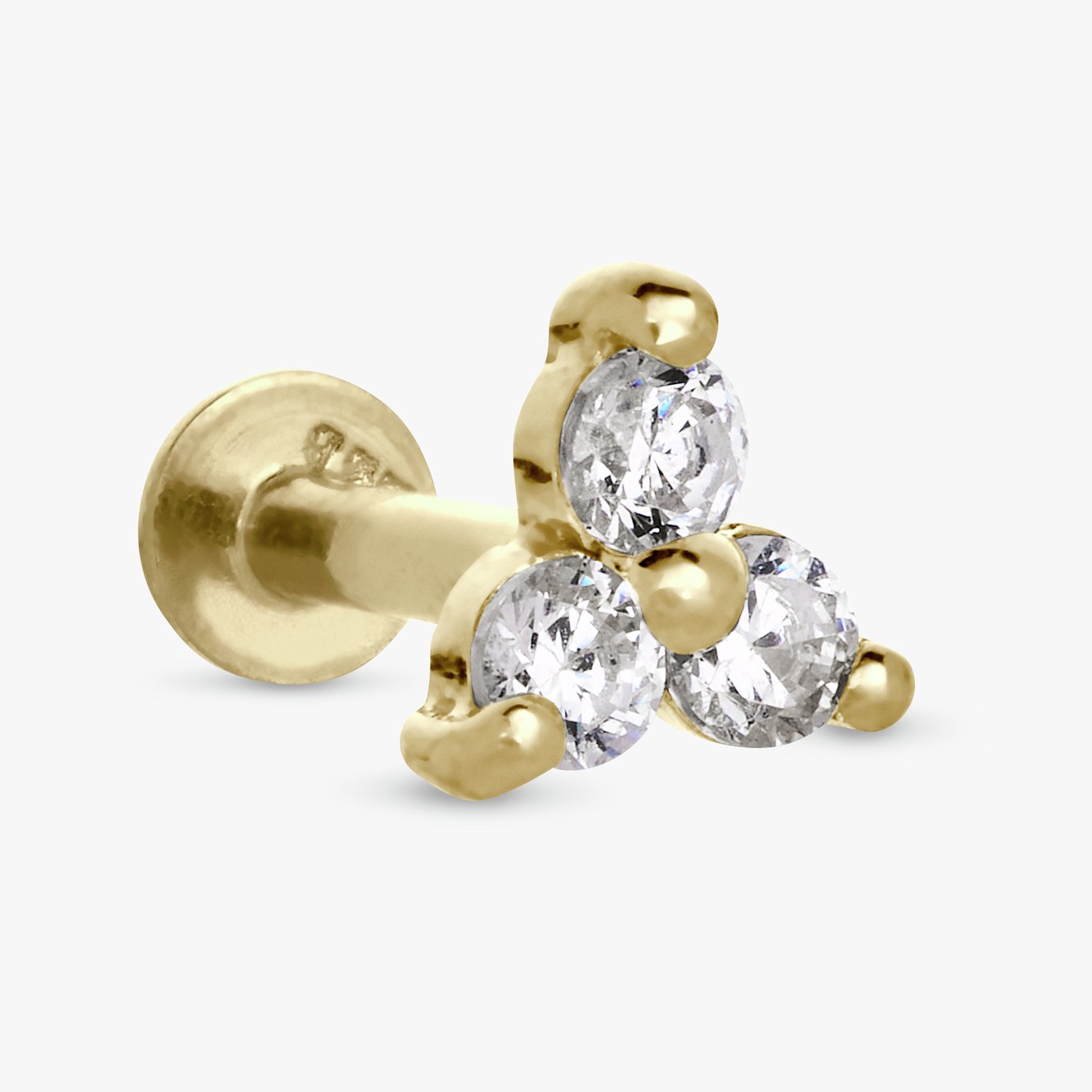 Revere Gold Plated Silver Cubic Zirconia Flatback Earring