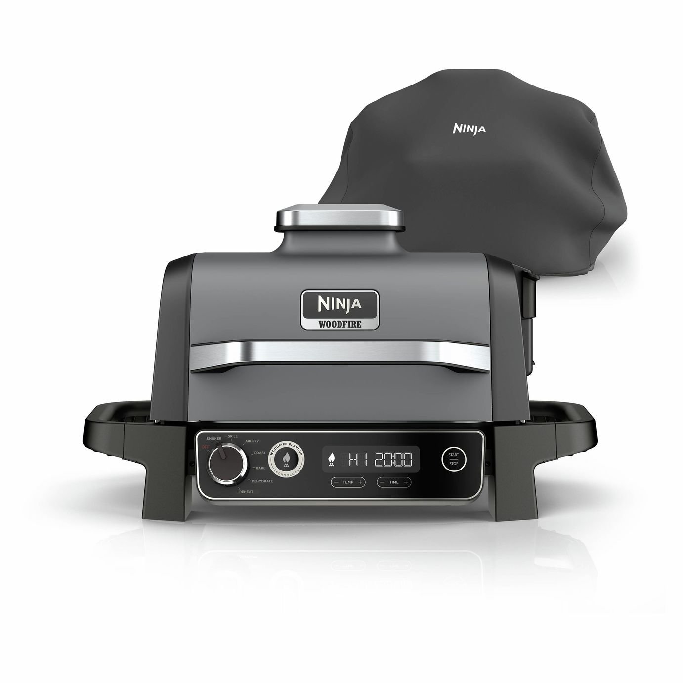 Ninja Woodfire Electric BBQ Grill & Smoker with Cover - Grey