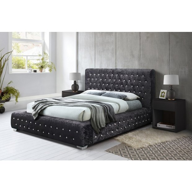 Black velvet diamond deals bed