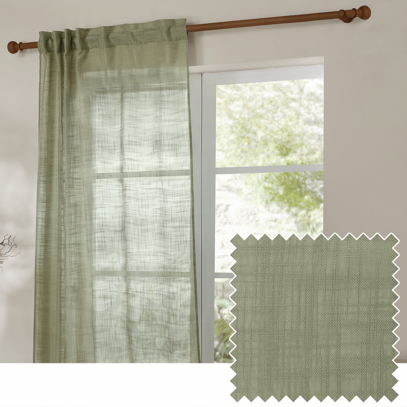 Yard Cirrus Tab Top Sheer Voile Curtains - Green