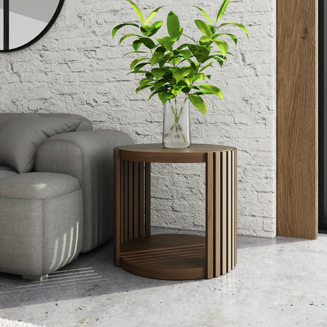 GFW Zadie Round Side Table - Walnut