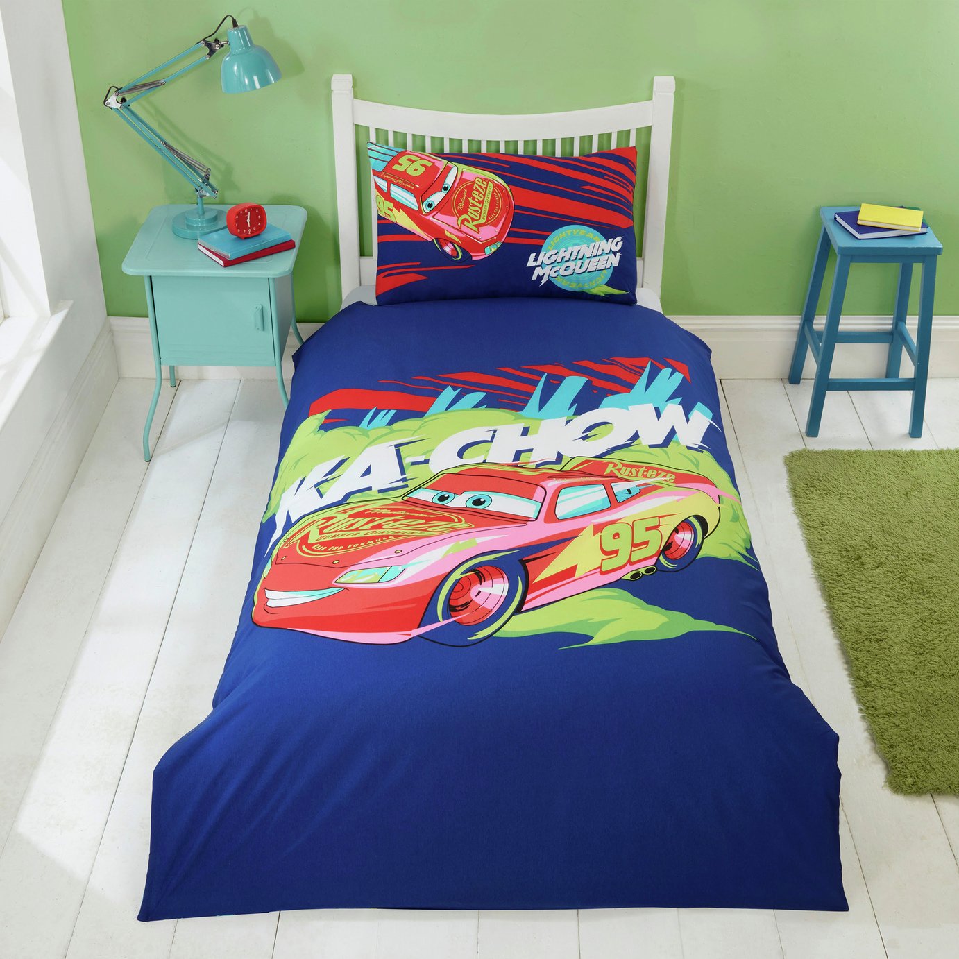 Disney Cars Ka-Chow Kids Blue Bedding Set - Single