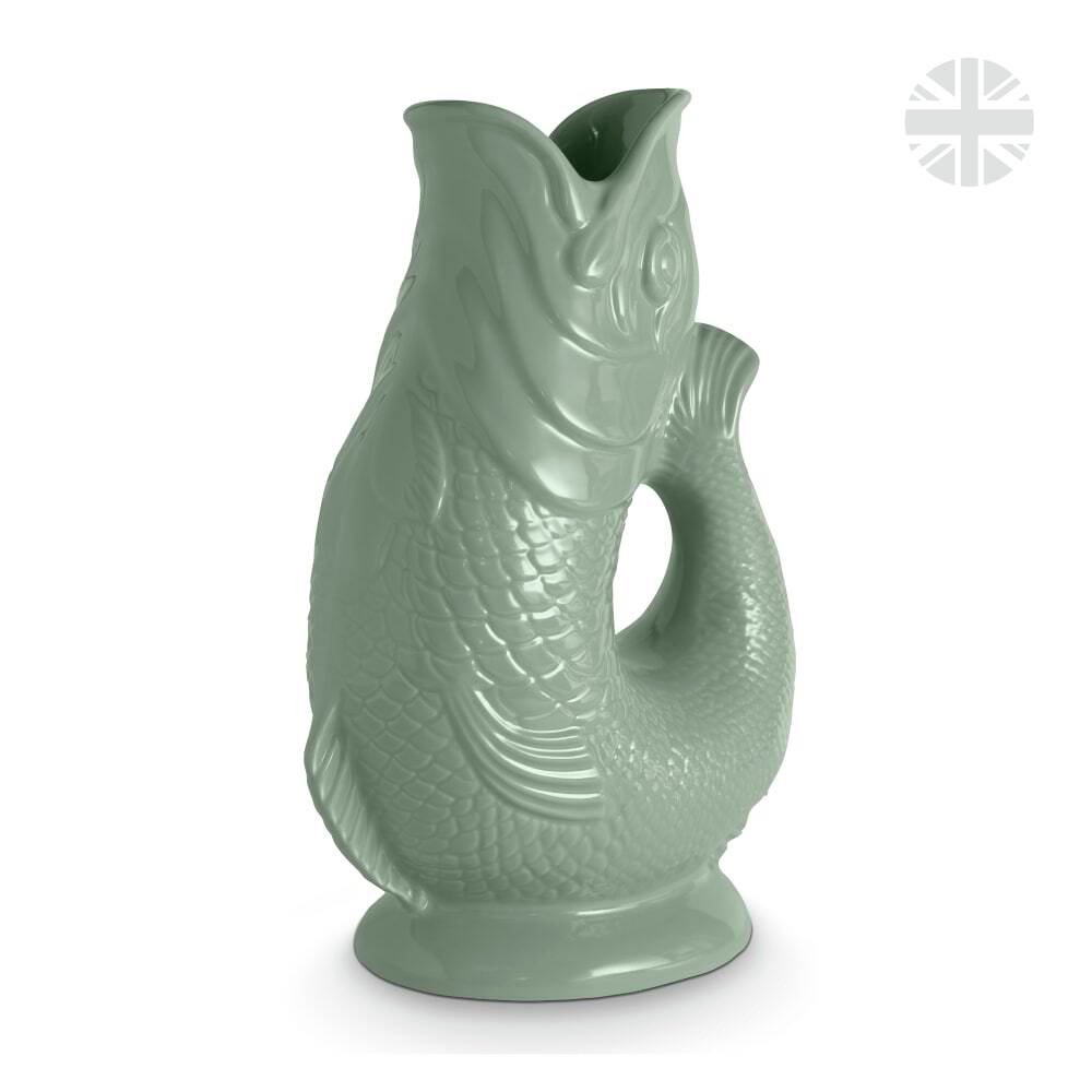 Wade Ceramic Clay Fish Jug - Sage Green