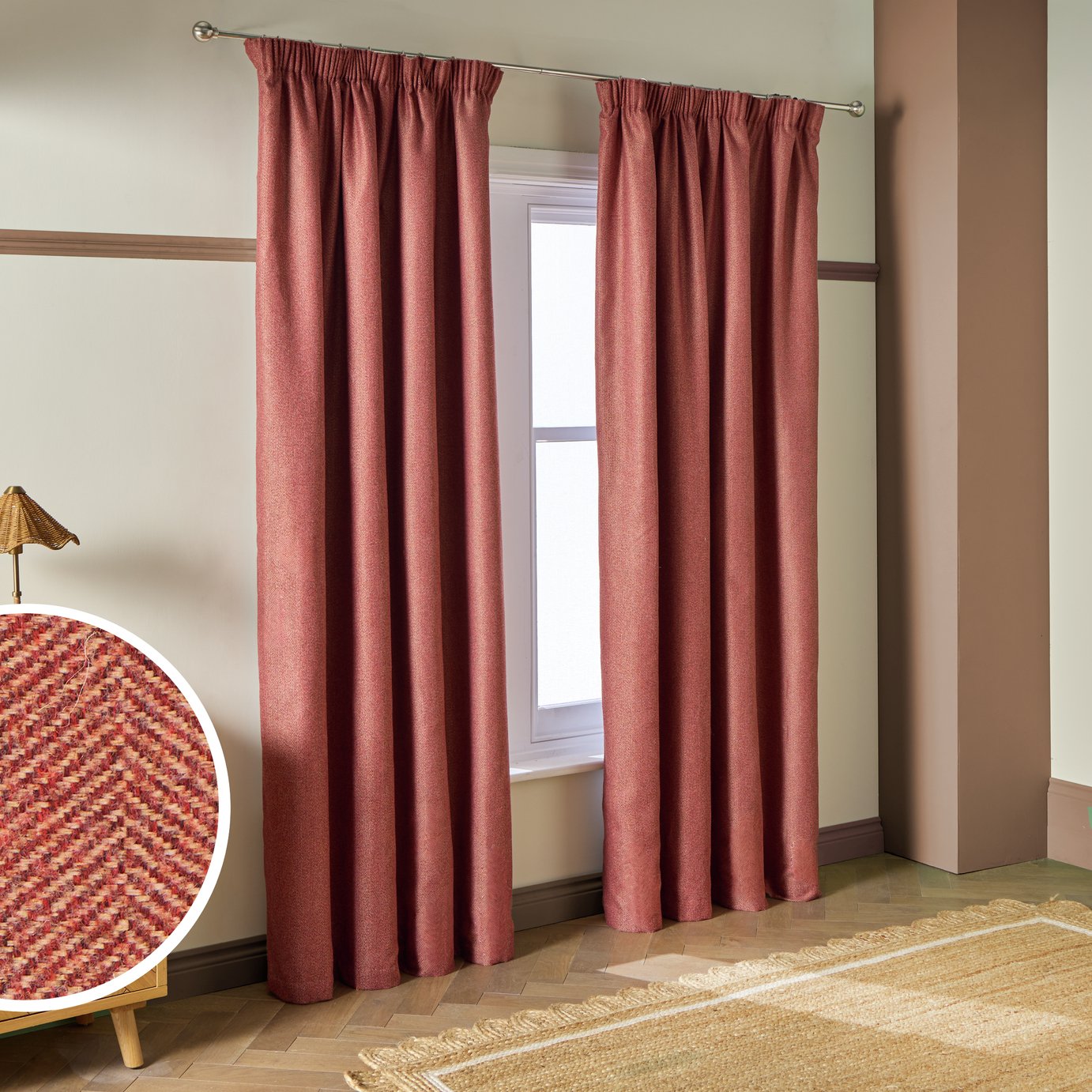 Habitat Textured Blackout Herringbone Pencil Pleat Curtain