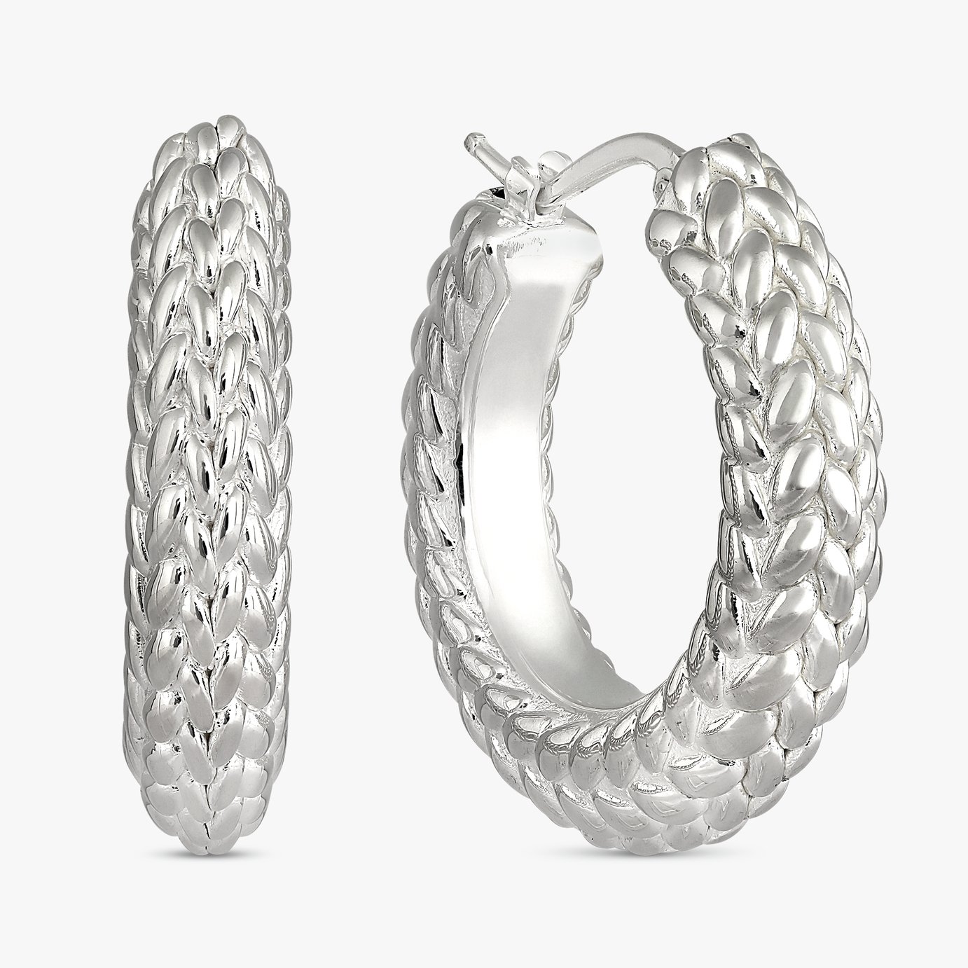 Revere Sterling Silver Wheat Texture Hoop Earrings