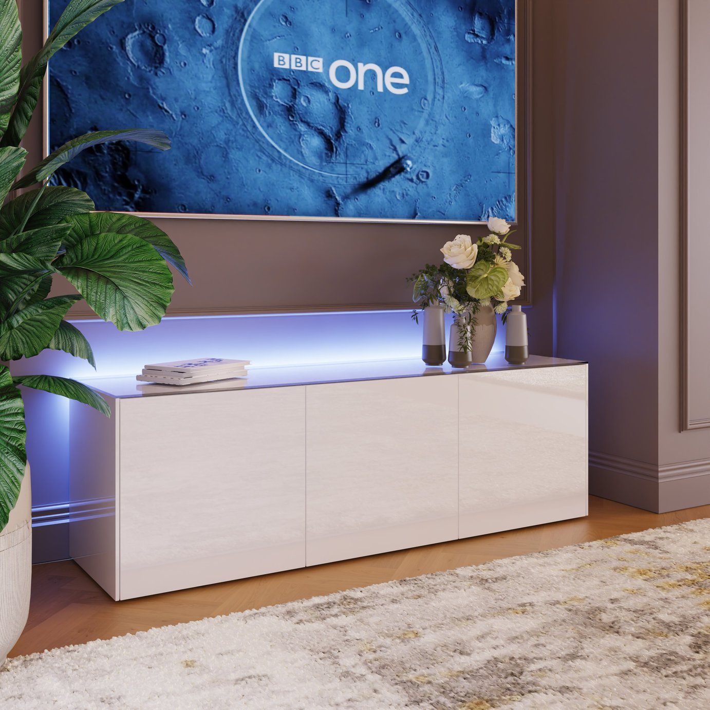 Frank Olsen Intel Smart LED 3 Door Large TV Unit 