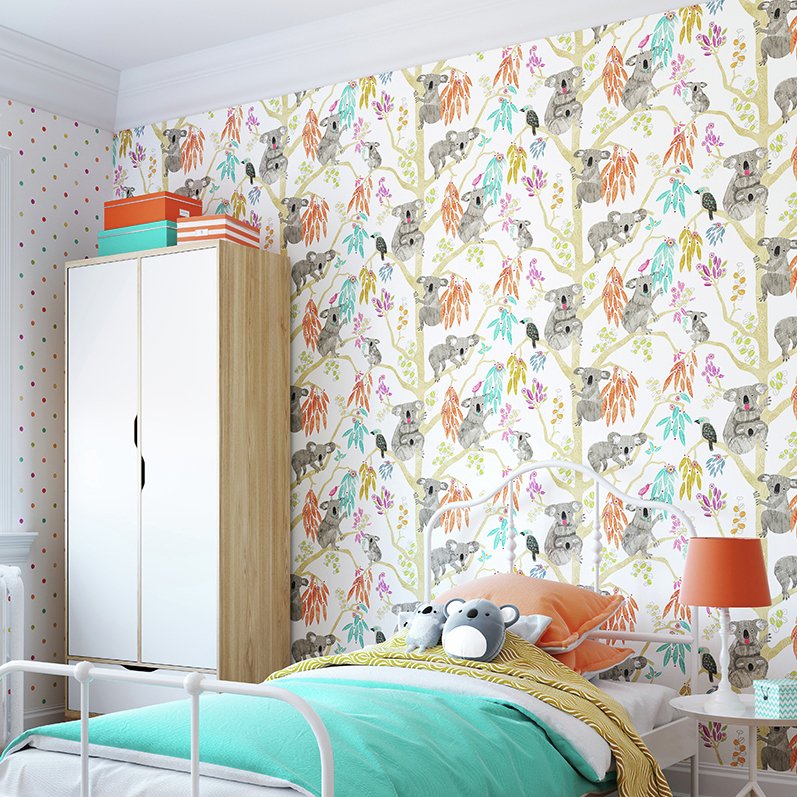 Ohpopsi Kooka Koala Pumpkin Multicolour Wallpaper