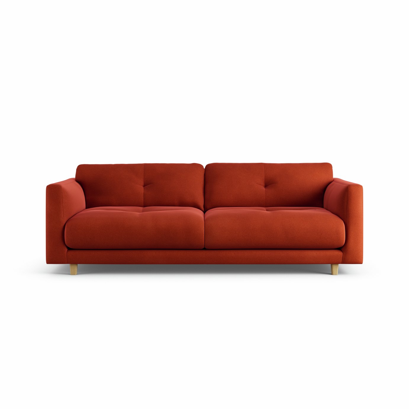 Habitat Emely Velvet 3 Seater Sofa - Burnt Orange - Ash Leg