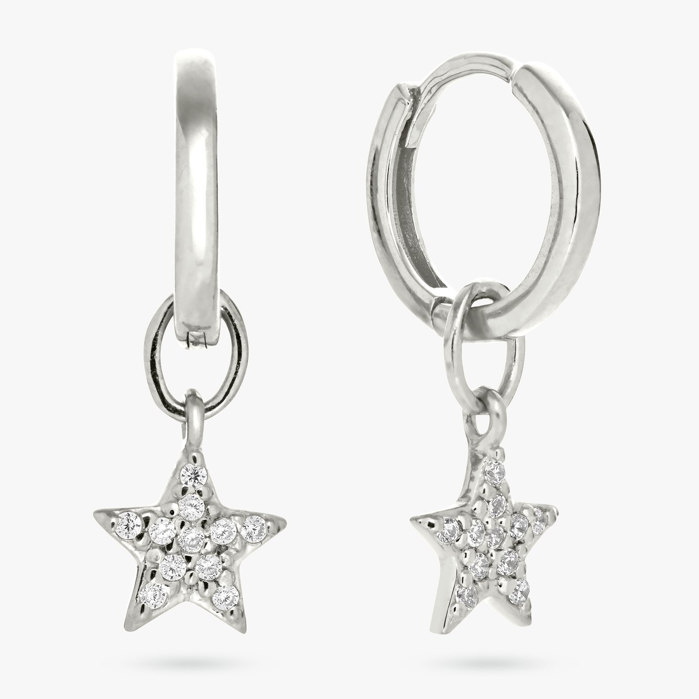 Revere Sterling Silver Star Drop Hoop Earrings