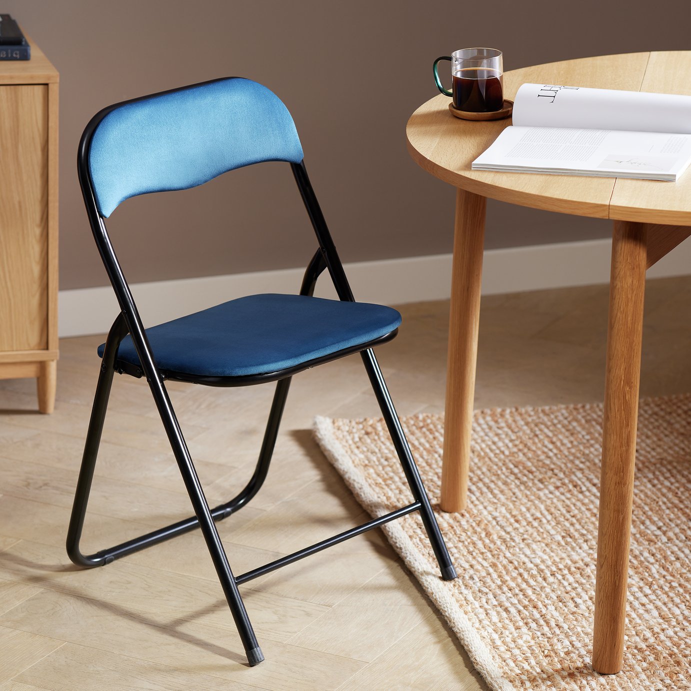 Argos Home Nyla Velvet Folding Dining Chair - Blue