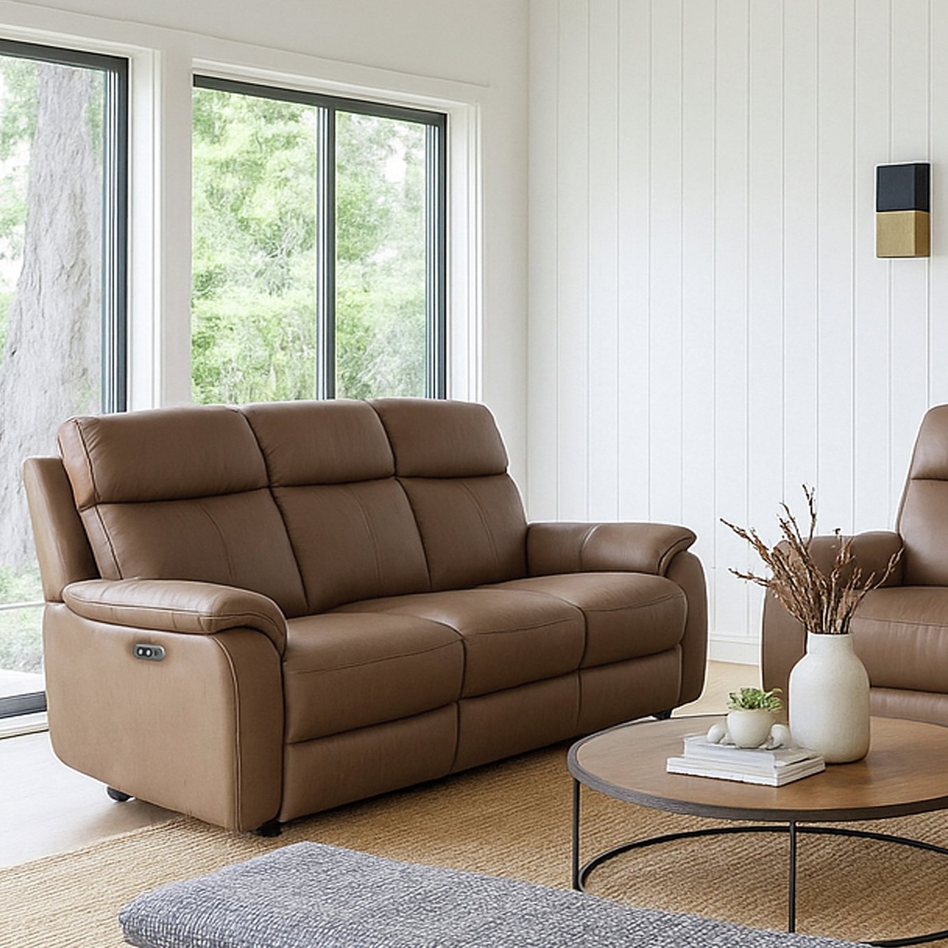 Aspire Kingsmere 3 Seater Power Recliner Sofa - Brown